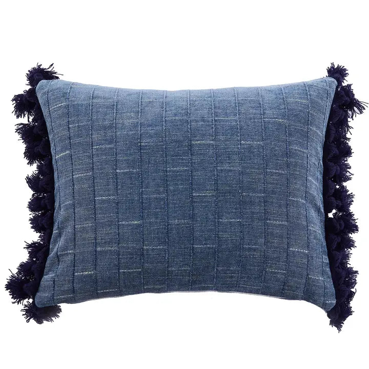 Bennett Chambray Tassel Pillow - Coastal Accent Pillows