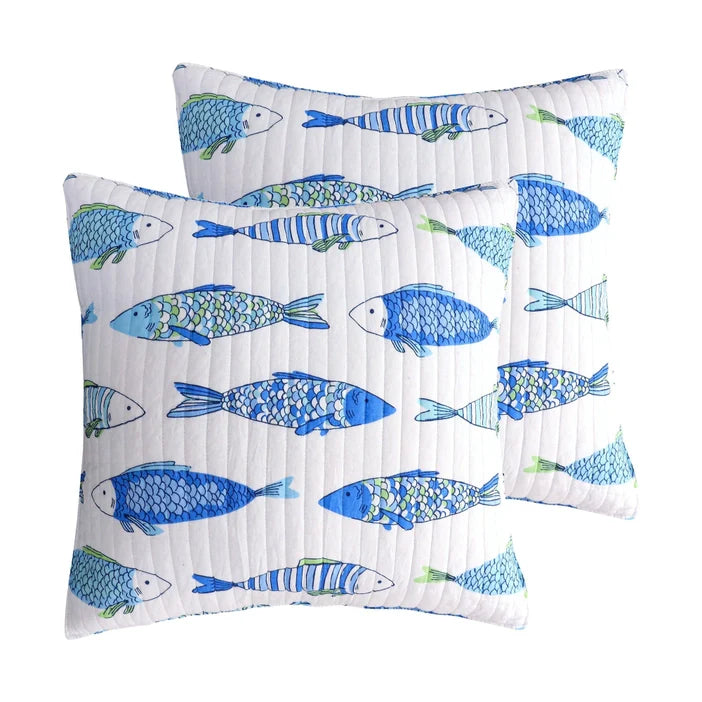 Catalina Fish Euro Sham Set of 2 - Coastal Throw Pillows