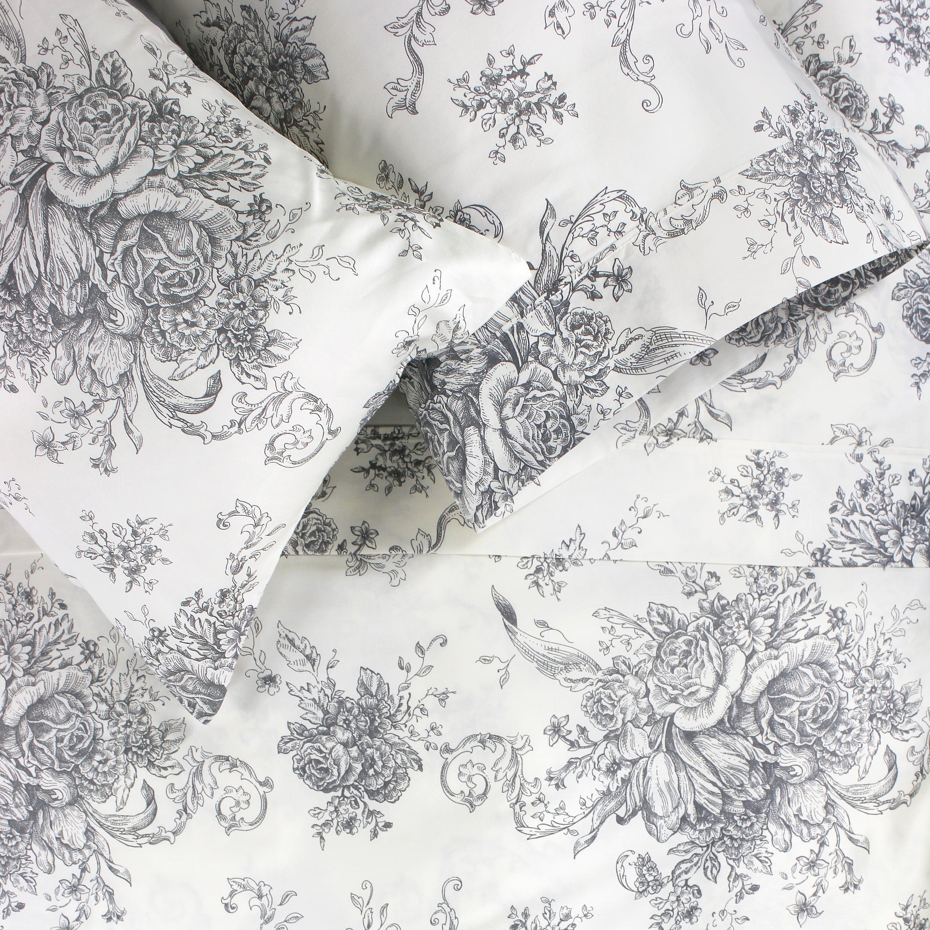 400TC Toile Vintage Inspired Floral Sheet Set - Floral Sheet Sets