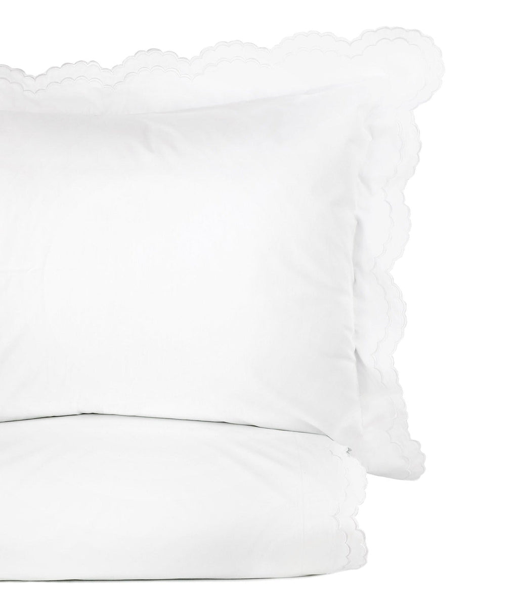Double Scalloped Edge Embroidered Percale Duvet Set 300TC 100% Cotton