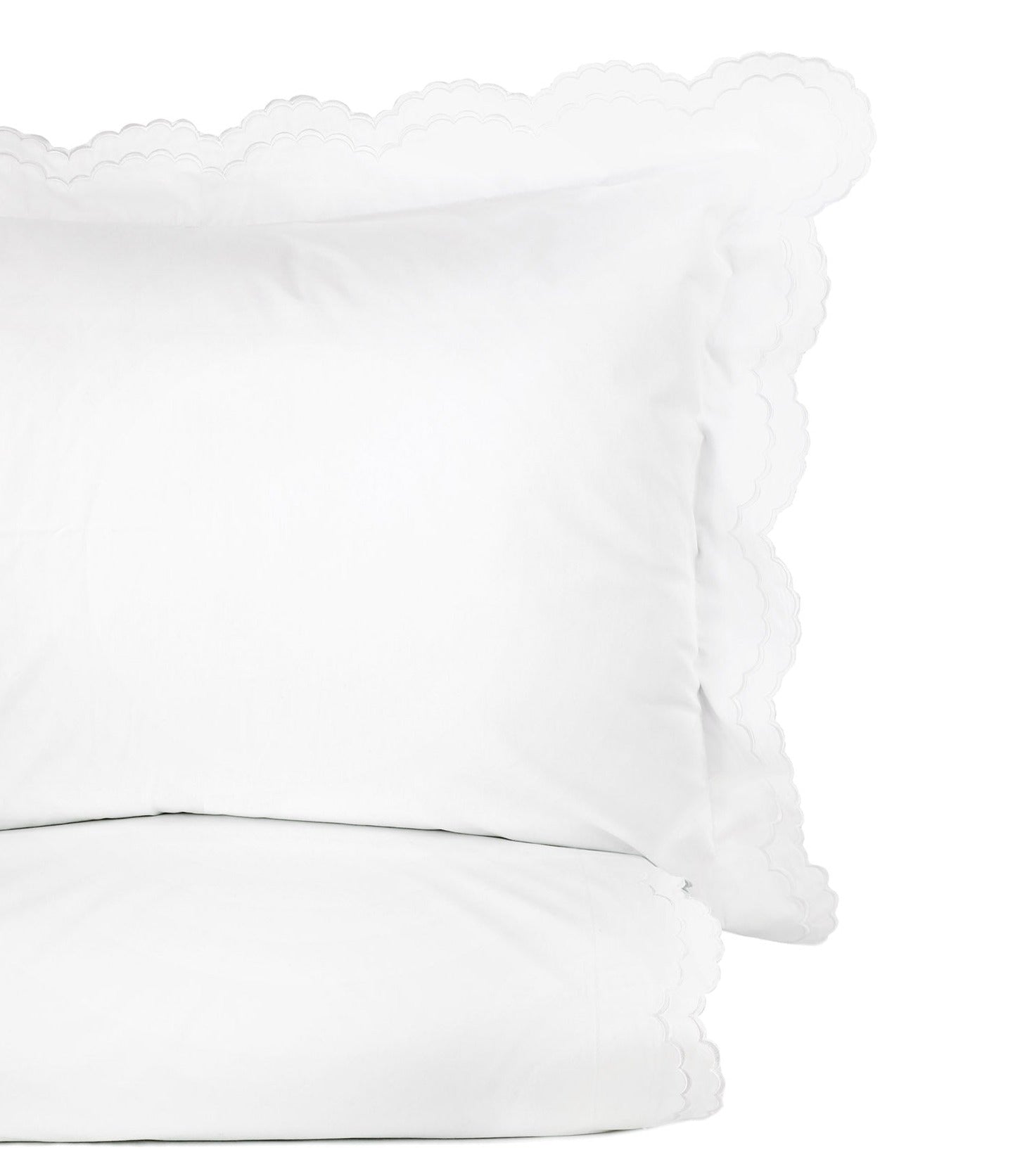 Double Scalloped Edge Embroidered Percale Duvet Set 300TC 100% Cotton