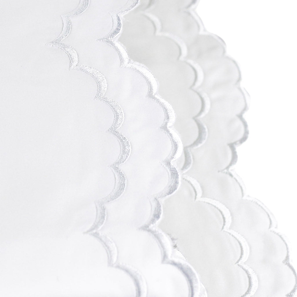Double Scalloped Edge Embroidered Percale Sheet Set