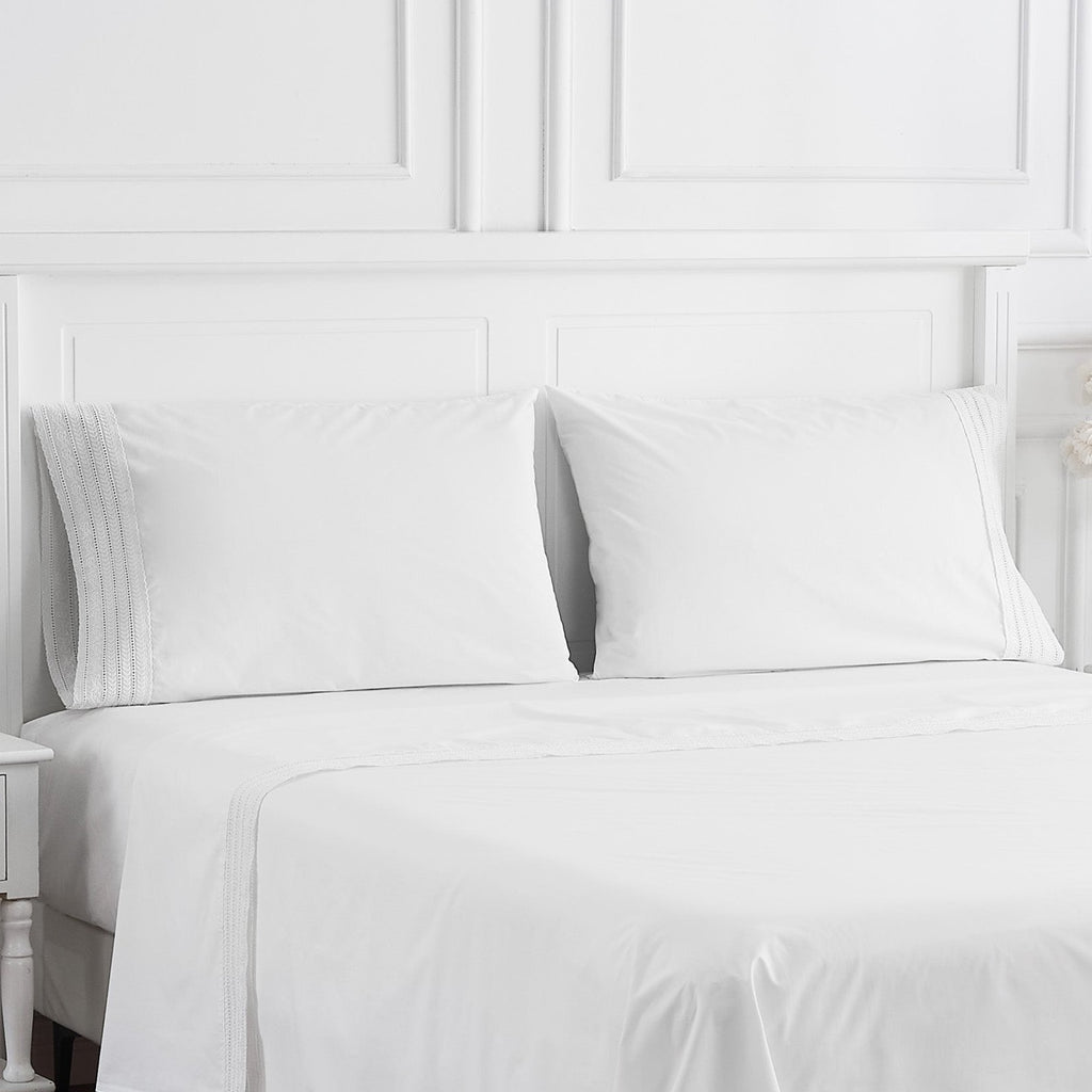 300TC Elizabeth Lace Cotton Percale Sheet Set