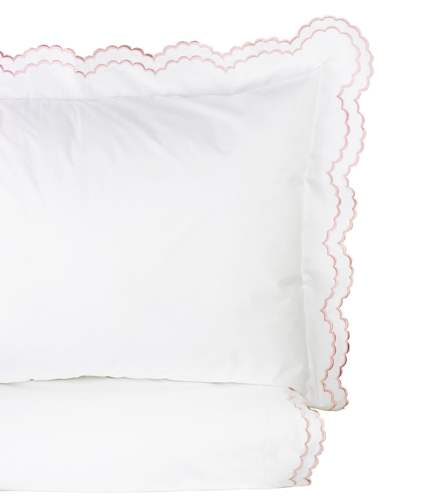 Double Scalloped Edge Embroidered Percale Duvet Set 300TC 100% Cotton