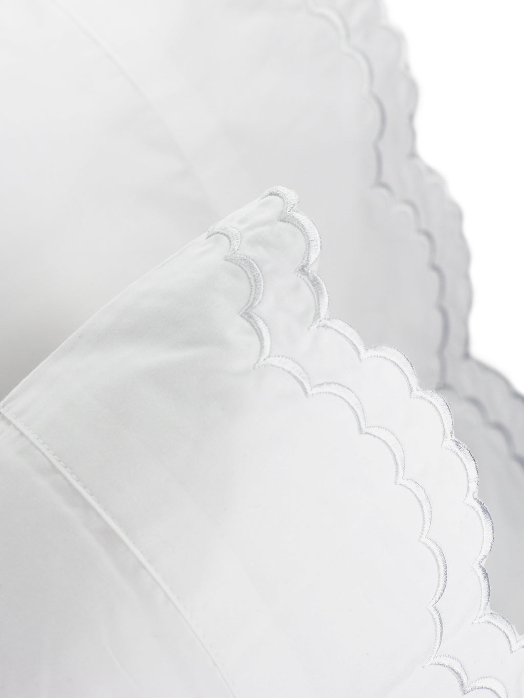 Double Scallop Embroidered Percale Pillowcase Pair
