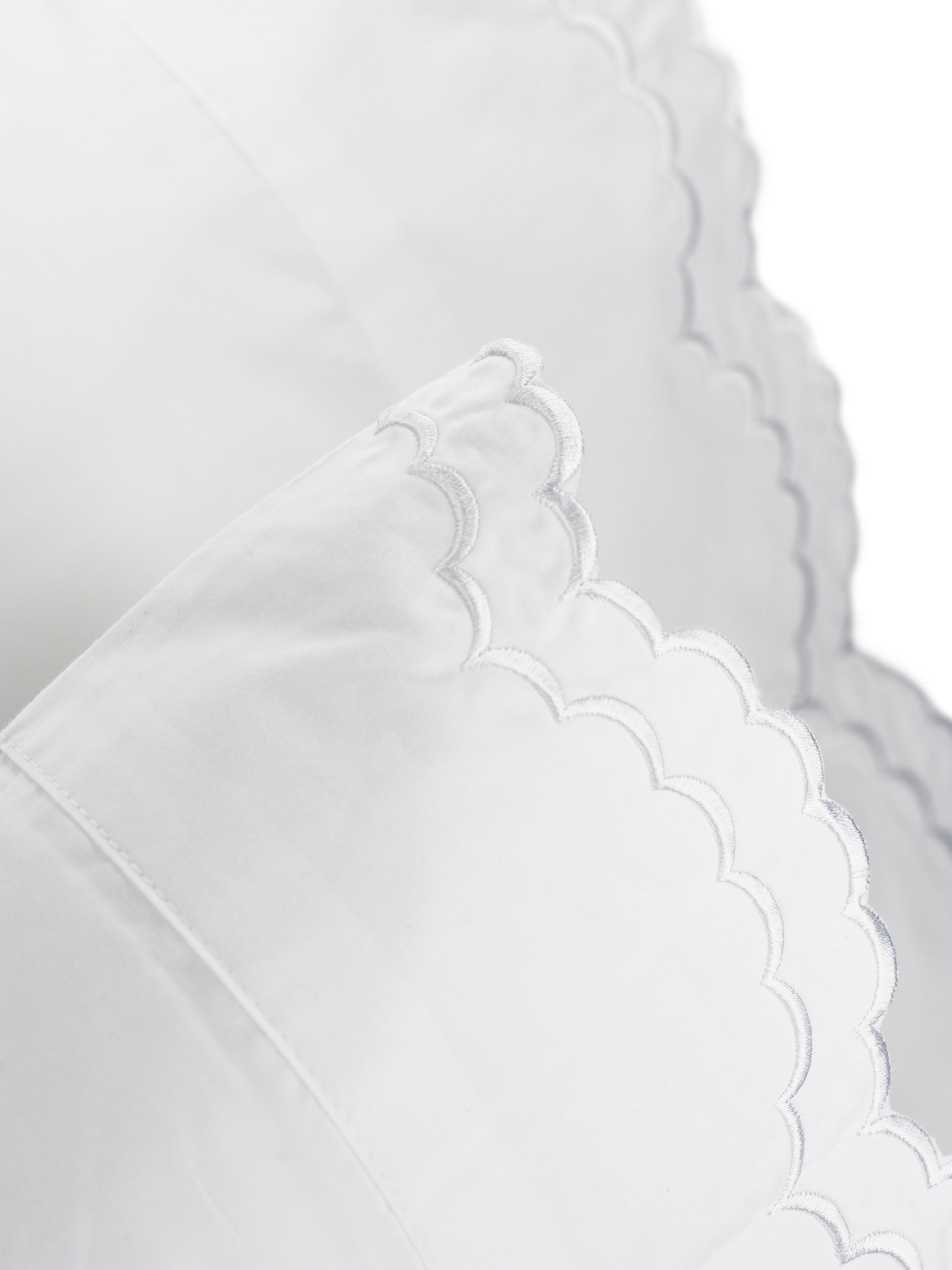 Double Scallop Embroidered Percale Pillowcase Pair