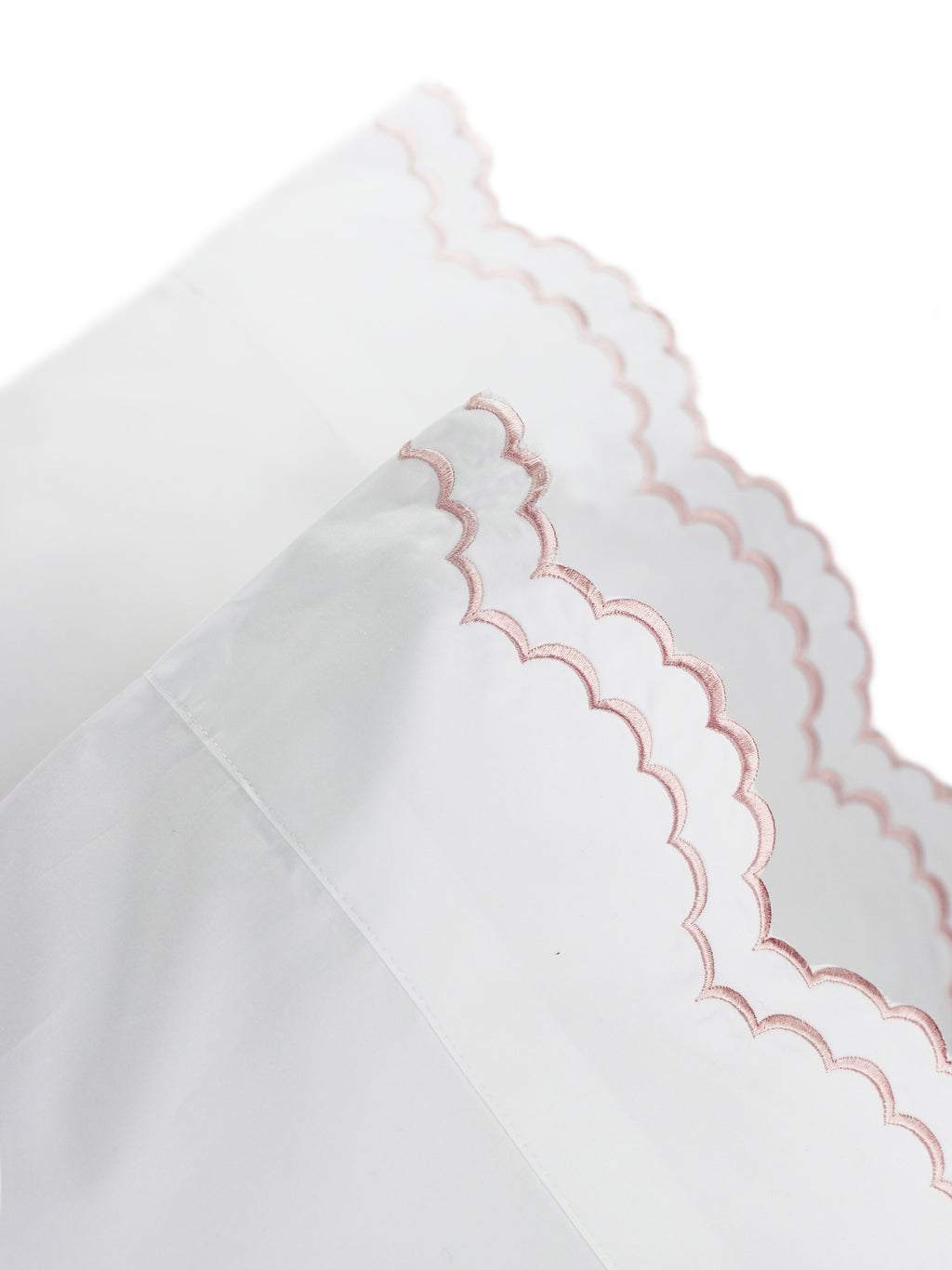 Double Scallop Embroidered Percale Pillowcase Pair