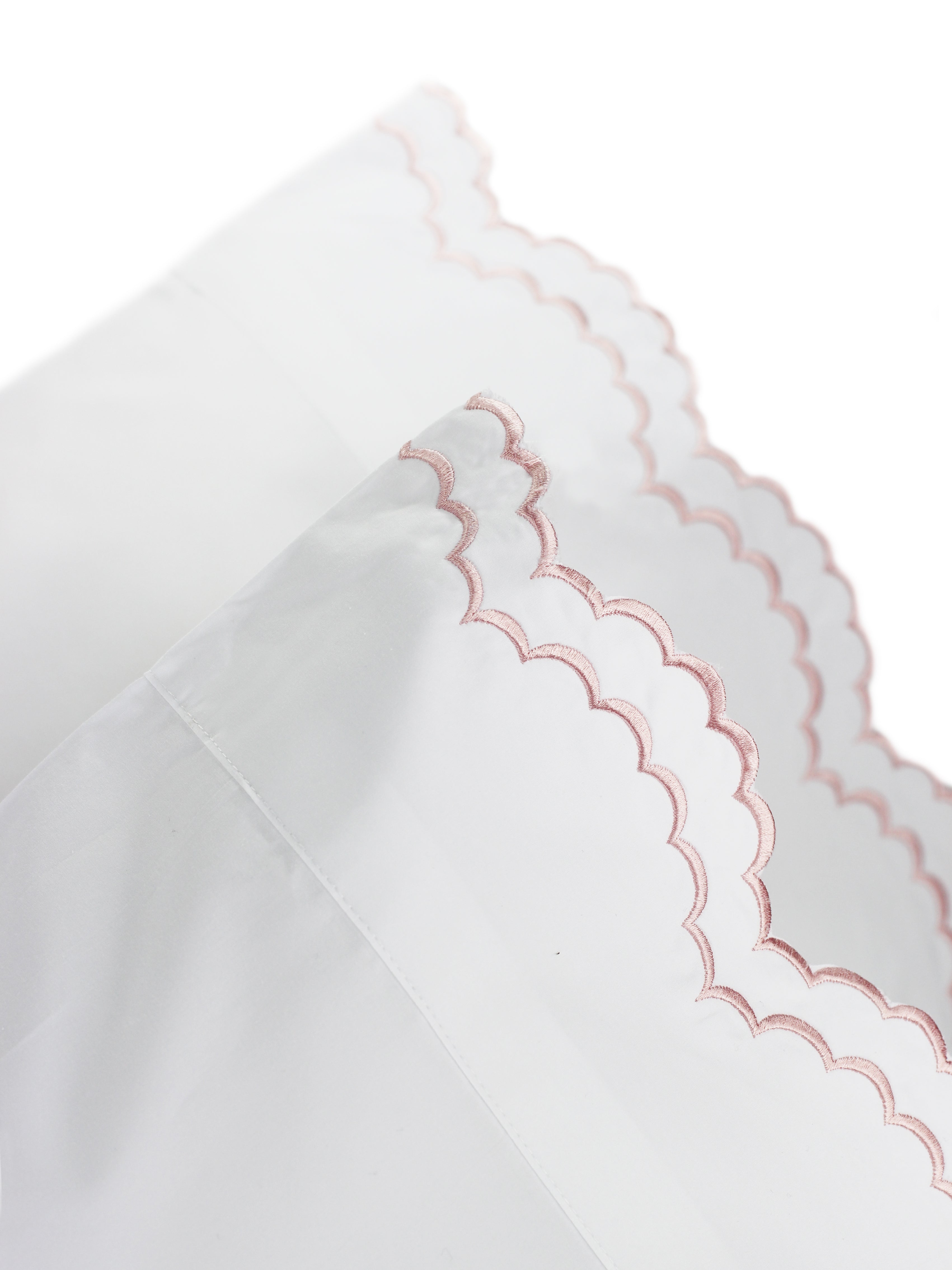 Double Scallop Embroidered Percale Pillowcase Pair