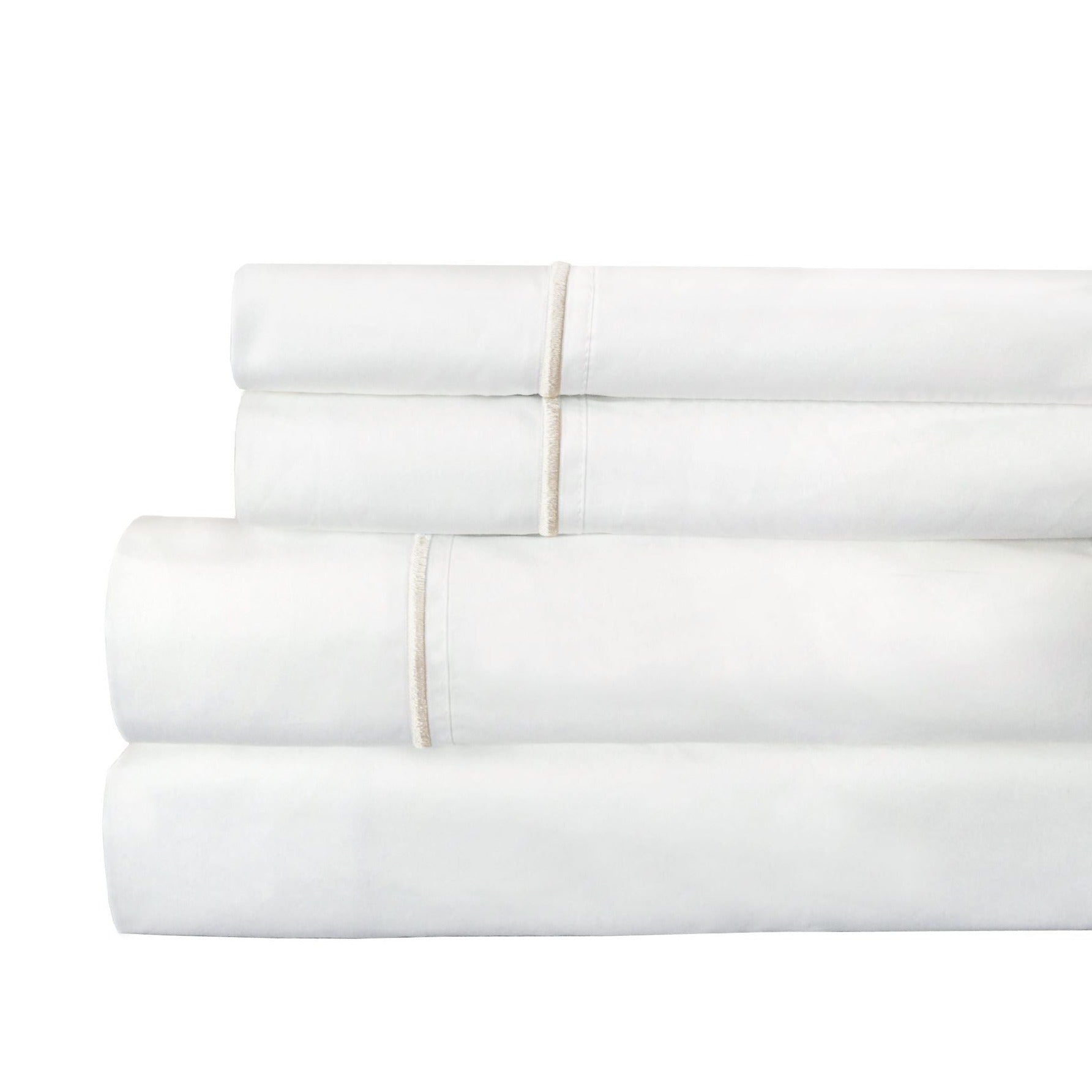 Single Stripe Embroidered 300TC 100% Cotton Percale Sheet Set