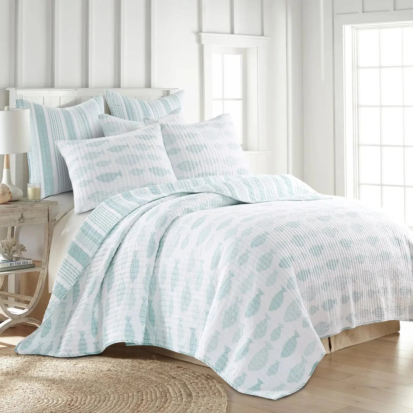 Aqua Breeze Quilt Set Coastal Bedding Set