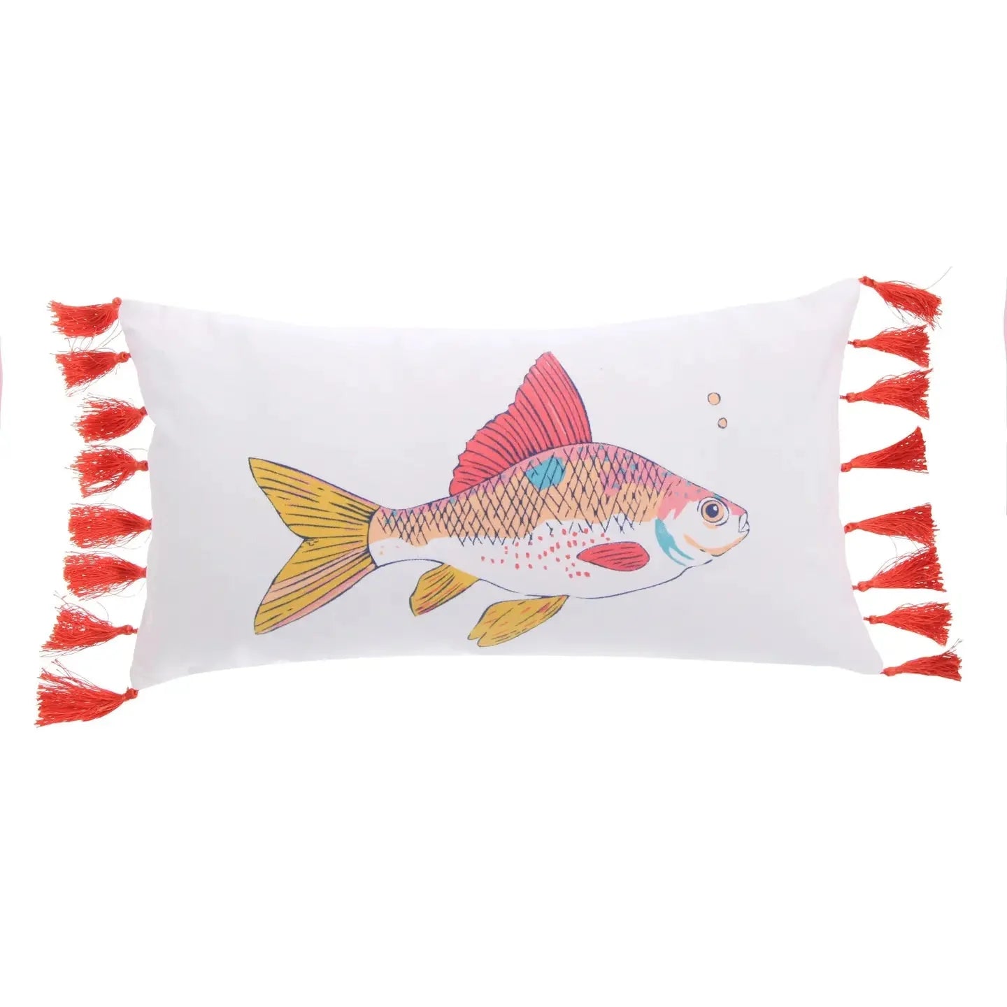 Barrier Reef Fish Pillow w/ Tassles - Ocean Themed Throw Pillows
