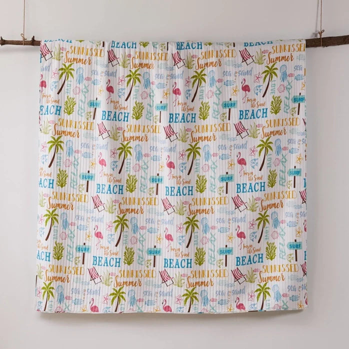 Beach Days Reversible Coastal Quilt Set - Coastal Themed Quilt Set