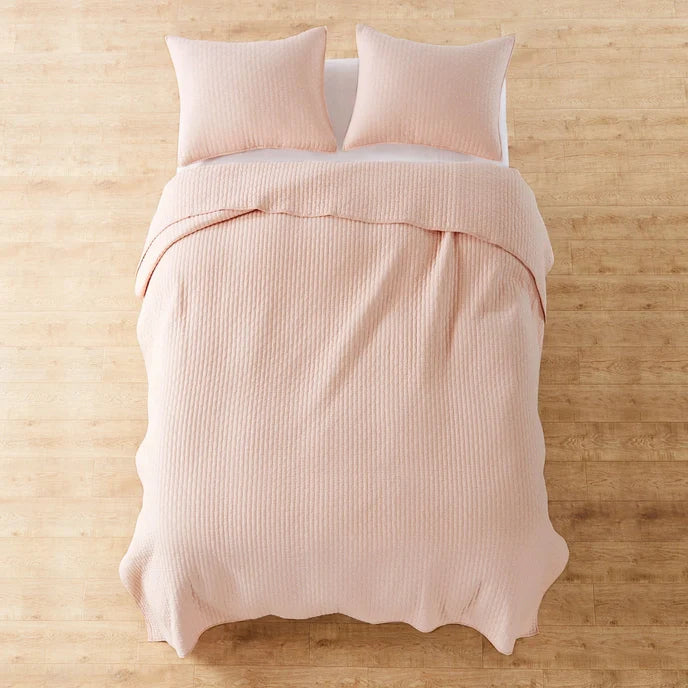 Cross Stitch 100% Cotton Quilt Set - Blush