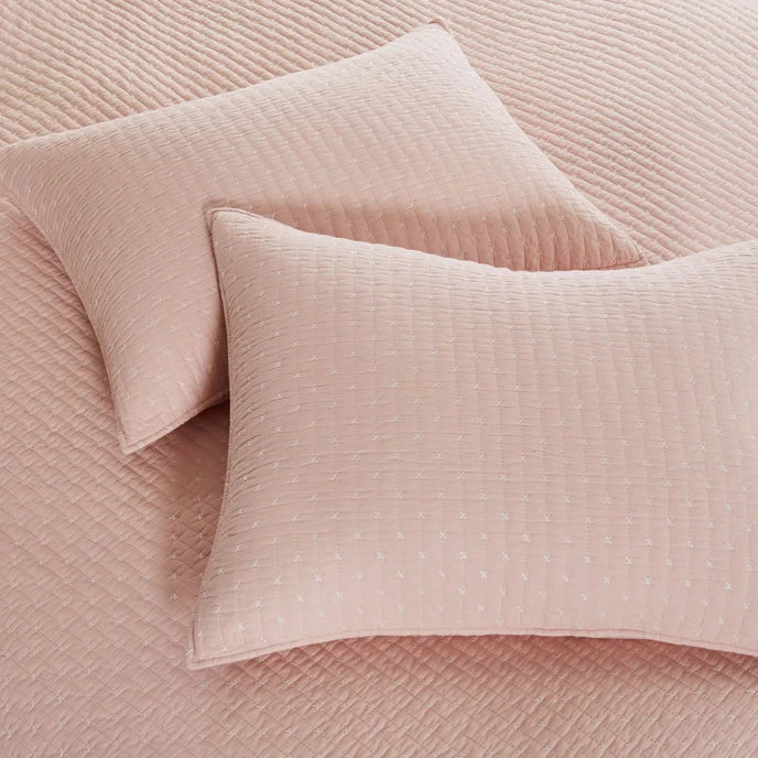 Cross Stitch 100% Cotton Quilt Set - Blush