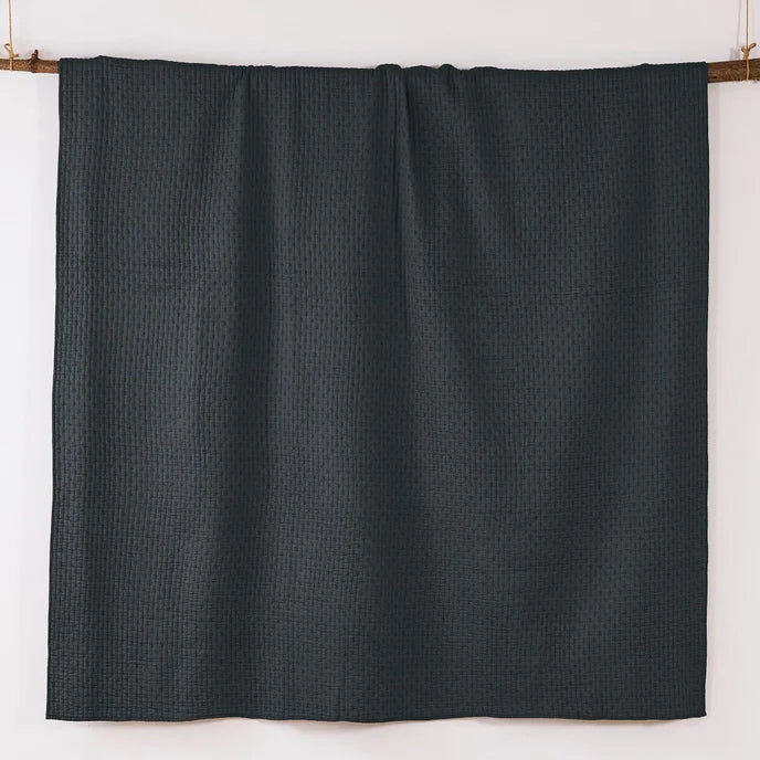 Beautiful Cross Stitch 100% Cotton Quilt Set - Charcoal