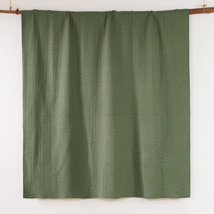 Cross Stitch 100% Cotton Quilt Set - Forest Green - Christmas Quilt