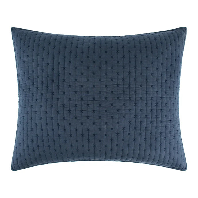 Nautical Cross Stitch 100% Cotton Quilt Set - Navy Blue