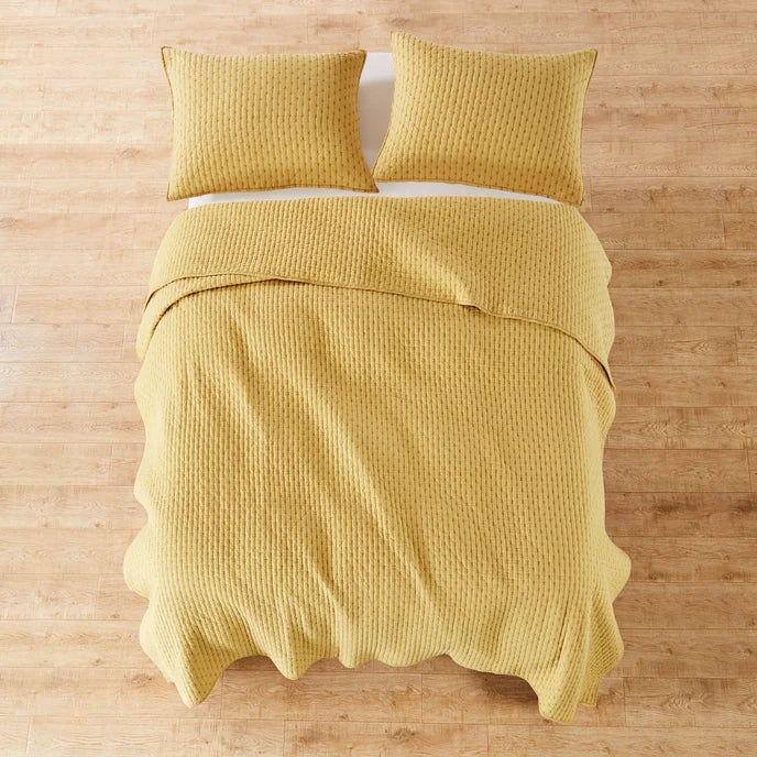 Cross Stitch 100% Cotton Quilt Set - Ochre