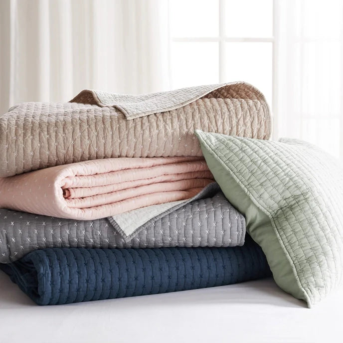 Beautiful Cross Stitch 100% Cotton Quilt Set - Sage