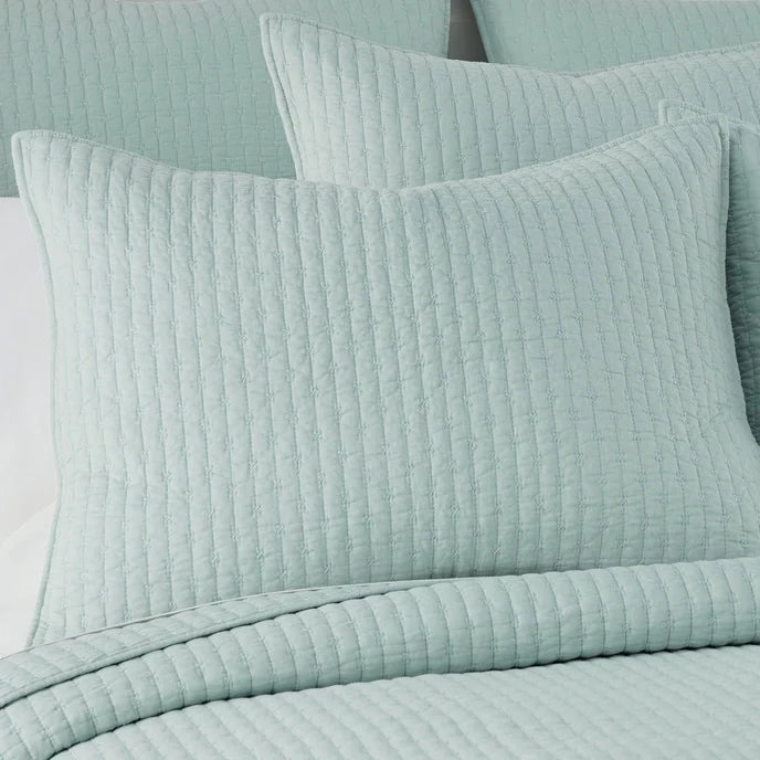 Beautiful Coastal Cross Stitch 100% Cotton Quilt Set - Spa