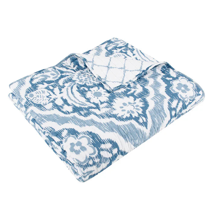 Becker Coastal Blue Quilted Throw Blanket - Coastal Throw Blanket