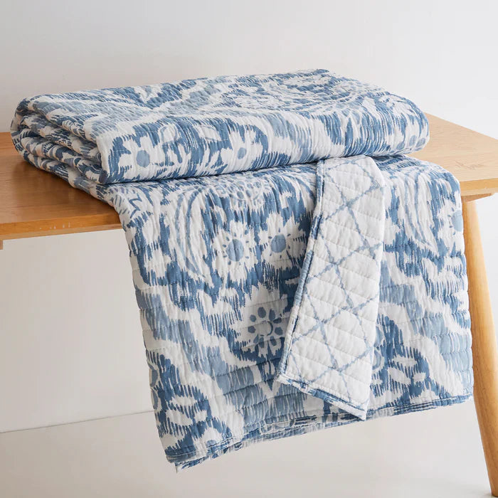 Becker Coastal Blue Quilted Throw Blanket - Coastal Throw Blanket