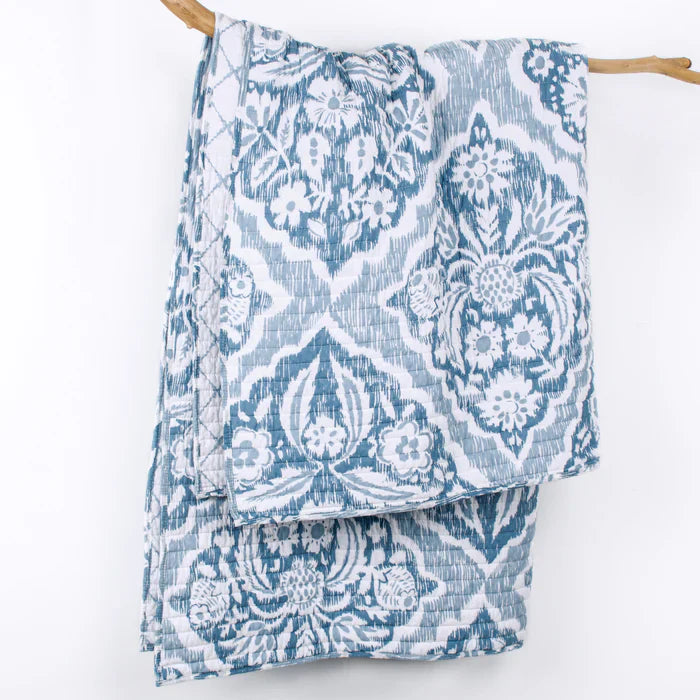 Becker Coastal Blue Quilted Throw Blanket - Coastal Throw Blanket