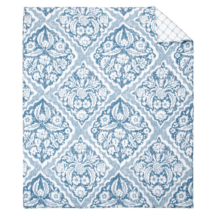 Becker Coastal Blue Quilted Throw Blanket - Coastal Throw Blanket