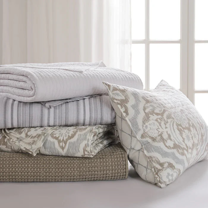 Becker Taupe Quilt Set - Beautiful Coastal Taupe Bedding Set