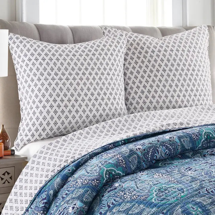Bellamy Teal Euro Sham Set of 2 - Coastal Pillow Shams