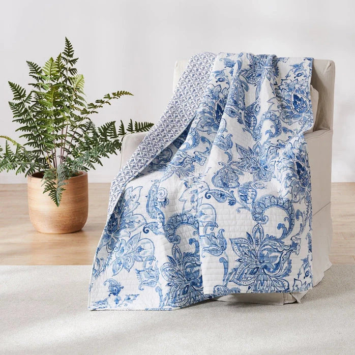 Bennett Blue Coastal Quilted Throw Blanket - Coastal Throw Blanket