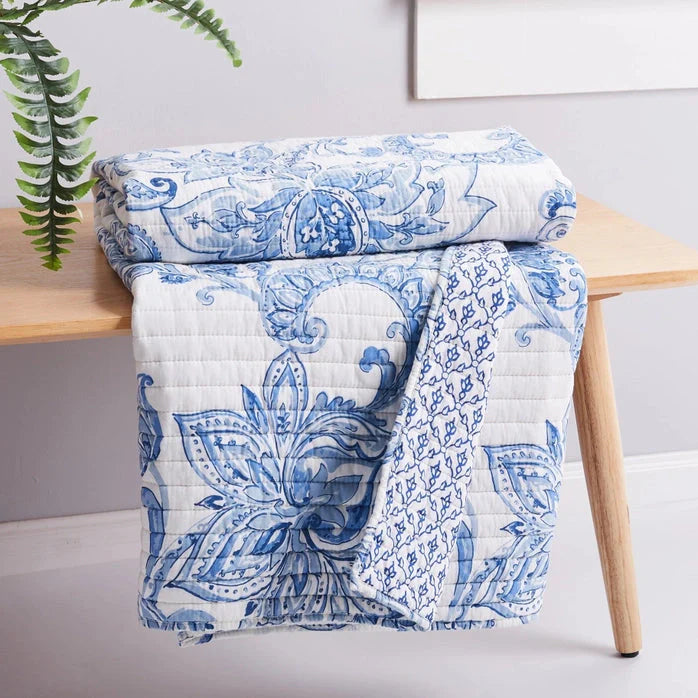 Bennett Blue Coastal Quilted Throw Blanket - Coastal Throw Blanket