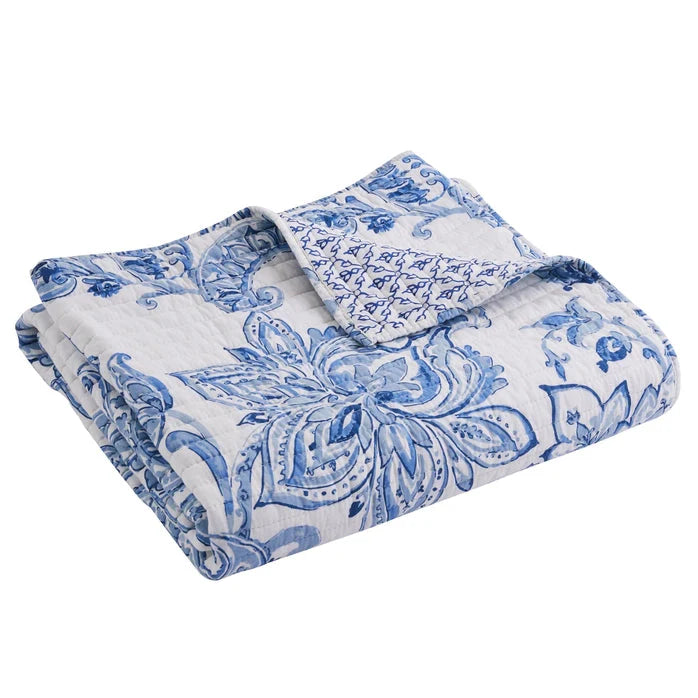 Bennett Blue Coastal Quilted Throw Blanket - Coastal Throw Blanket