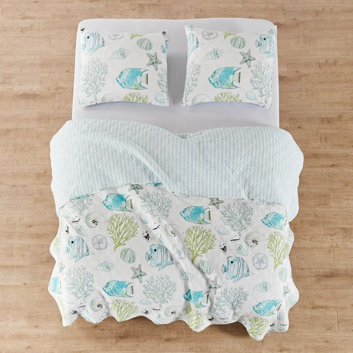 Biscayne Cotton Coastal Quilt Set
