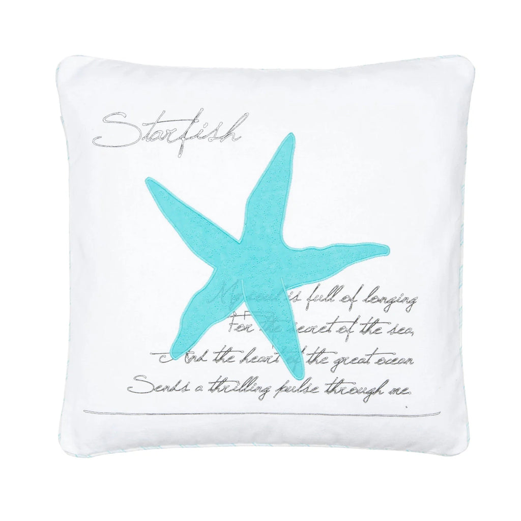 Biscayne Teal Starfish Pillow - Coastal Accent Pillow