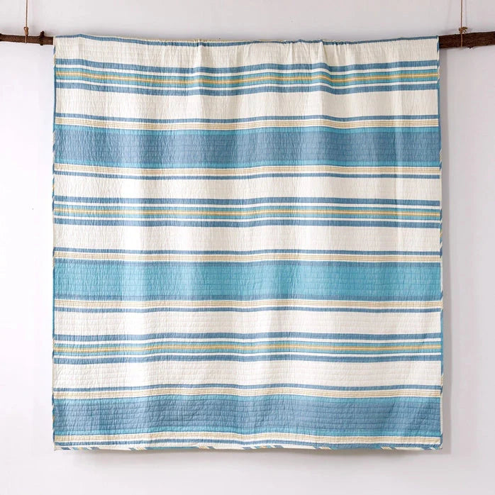 Blue Maui Cotton Coastal Quilt Set - Coastal Blue Seahorse Quilt