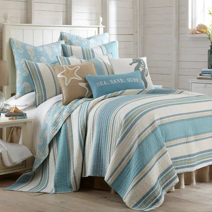 Blue Maui Euro Pillow Shams - Set of 2 - Coastal Pillow Shams
