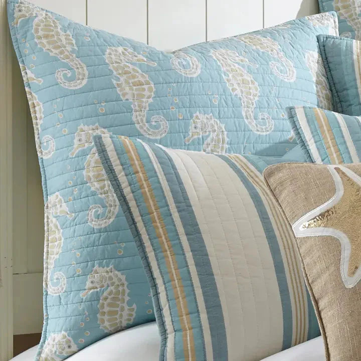 Blue Maui Euro Pillow Shams - Set of 2 - Coastal Pillow Shams