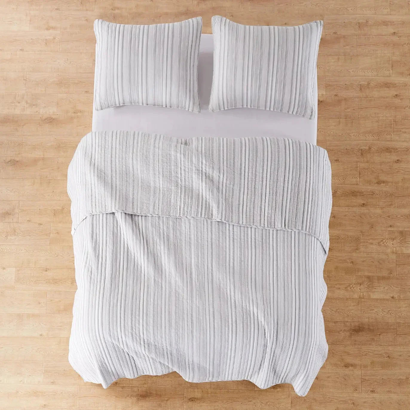 Bondi Stripe Grey Quilt Set Coastal Bedding Set Grey Hues