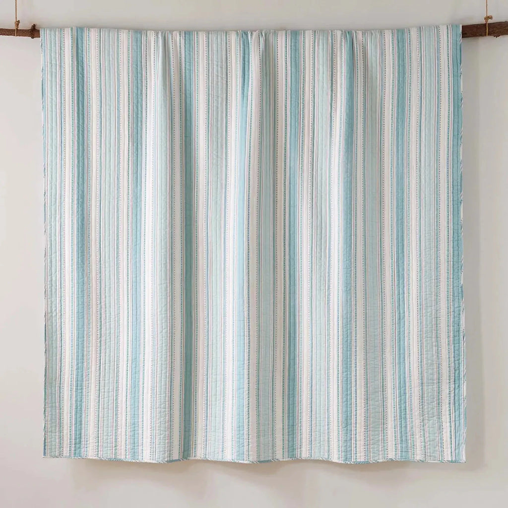 Bondi Stripe Grey Quilt Set Coastal Bedding Set Grey Hues