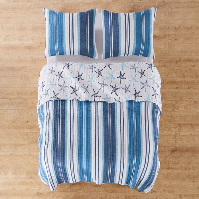 Camps Bay Reversible Coastal Quilt Set - Coastal Themed Quilt Set
