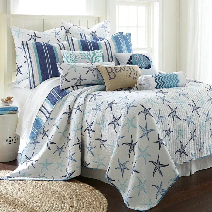 Camps Bay Reversible Coastal Quilt Set - Coastal Themed Quilt Set