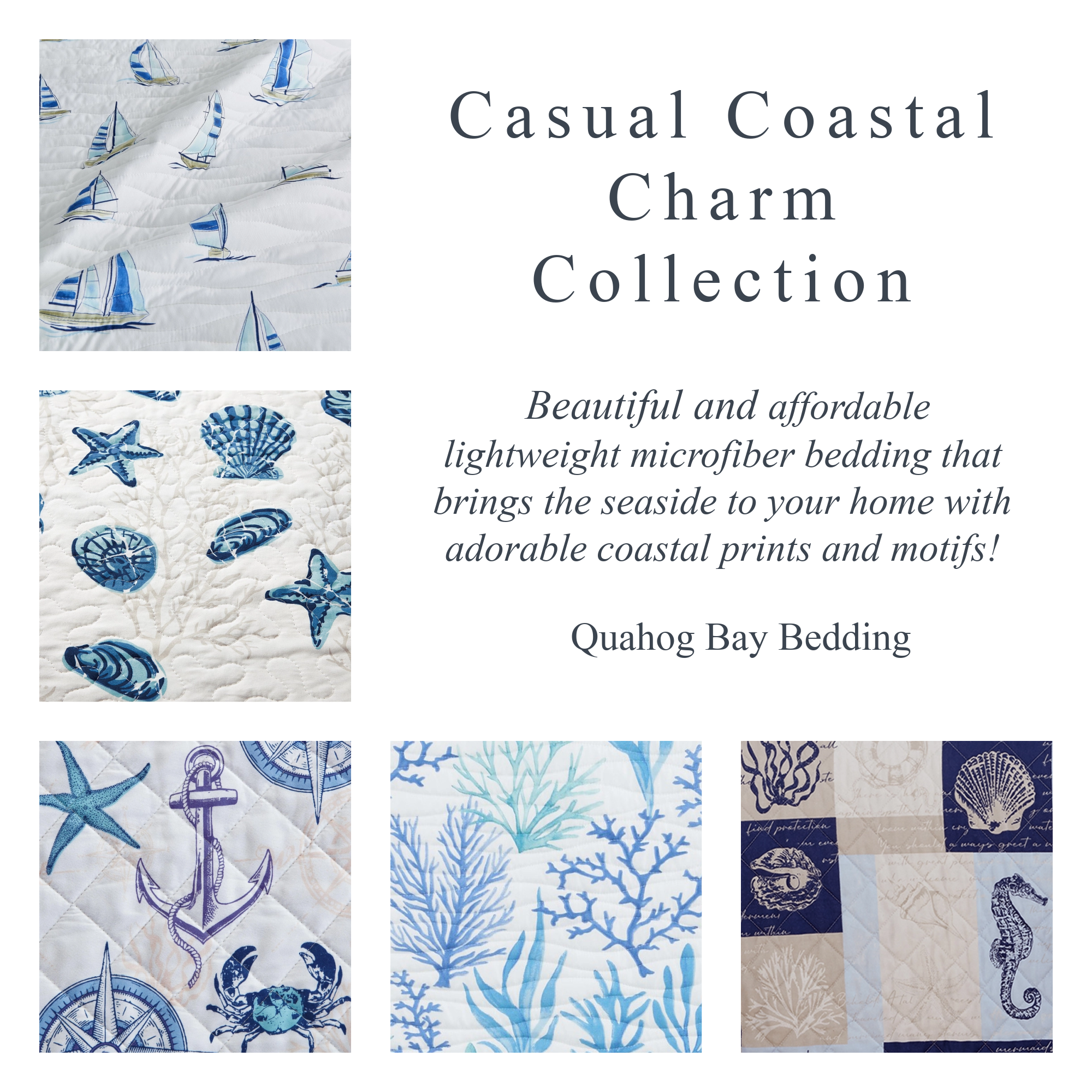 Coastal Blue Watercolor Sailboat Quilt Set 3PC - Lightweight Microfiber