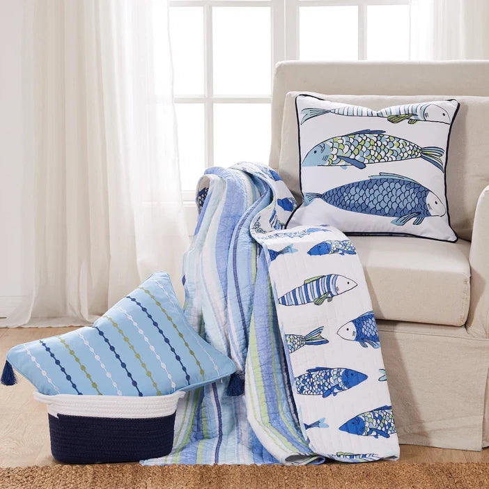 Catalina Embroidered Tassel Pillow - Ocean Themed Pillows