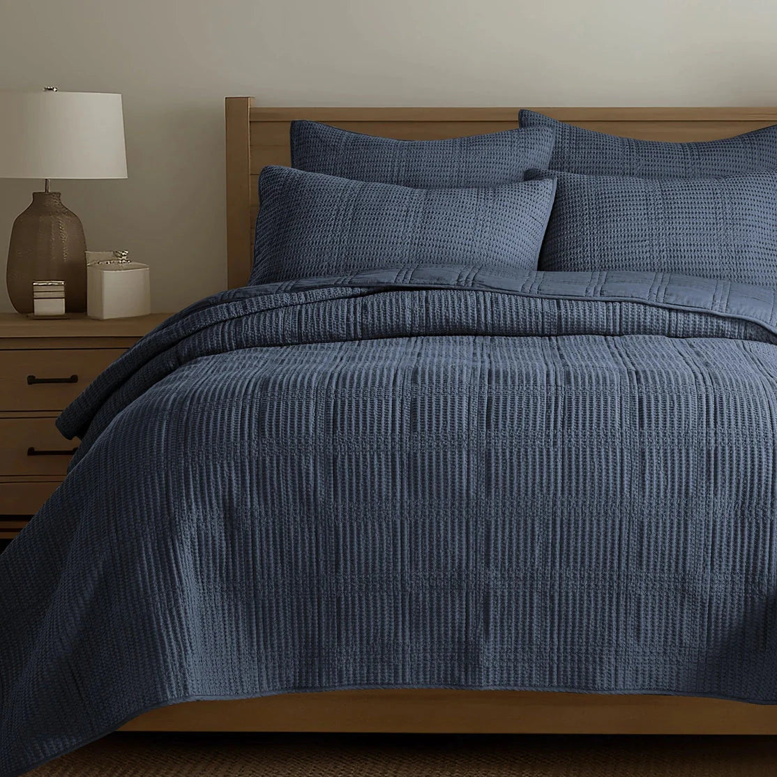 Cloud Waffle Reversible Cotton Quilt Set