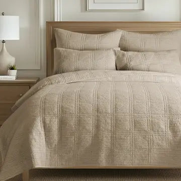 Cloud Waffle Reversible Cotton Quilt Set