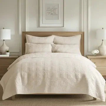 Cloud Waffle Reversible Cotton Quilt Set