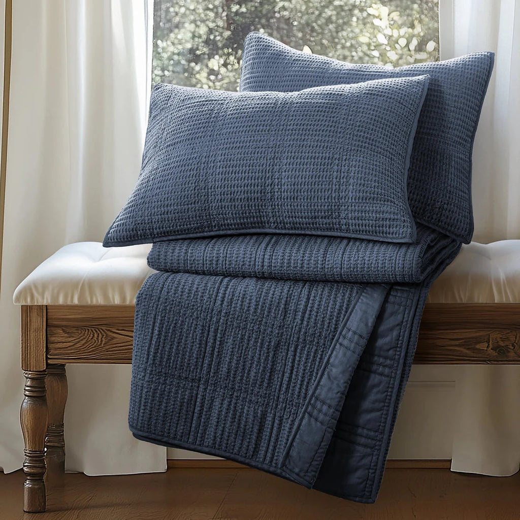 Cloud Waffle Reversible Cotton Quilt Set