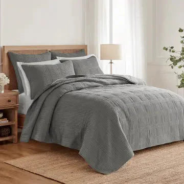 Cloud Waffle Reversible Cotton Quilt Set