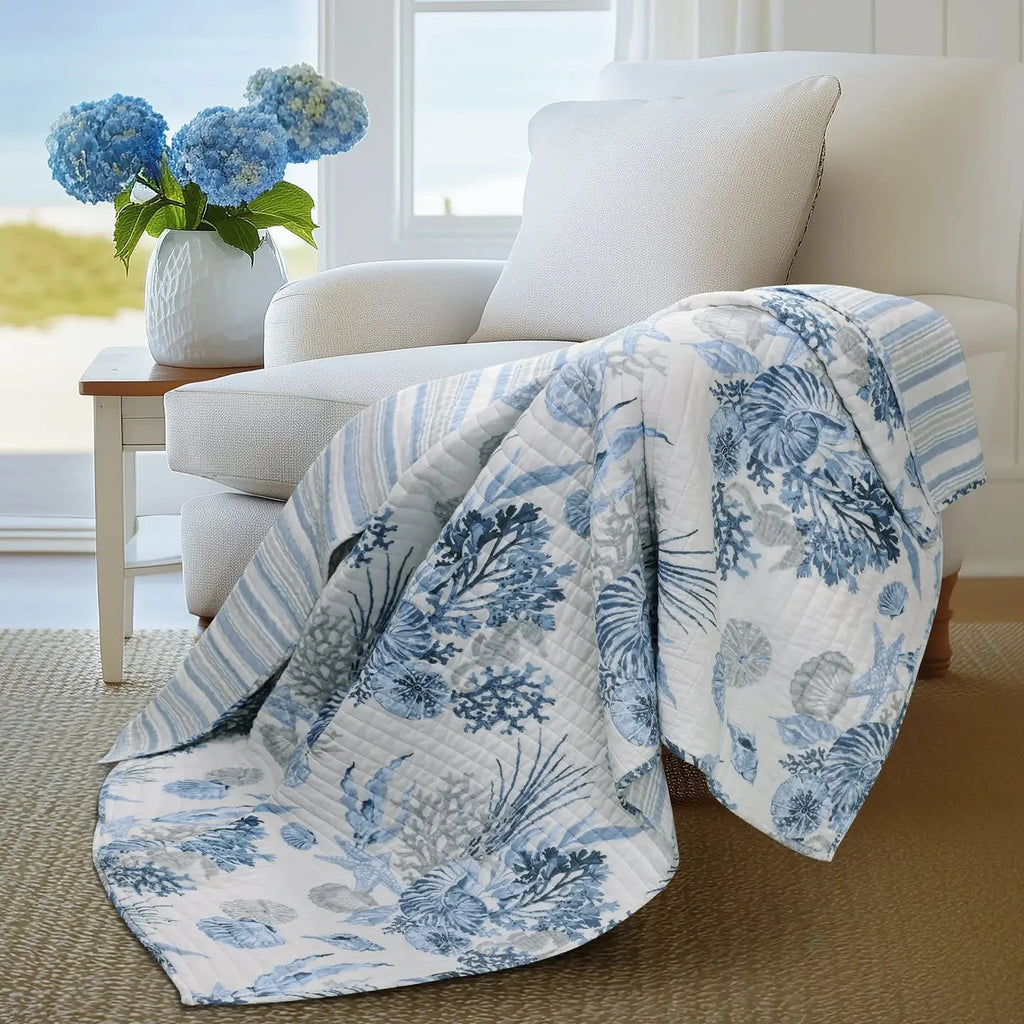 Coral Landing Quilted Throw Blanket
